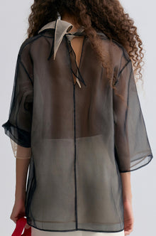 Two-tone Reversible Organza Blouse in silk Black