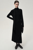 Reversible Fringed Scarf Dress Black