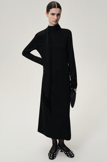Reversible Fringed Scarf Dress Black