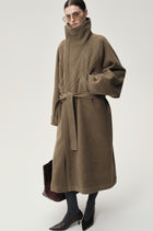 Double Alpaca Wool Wrap Coat Squirrel Melange