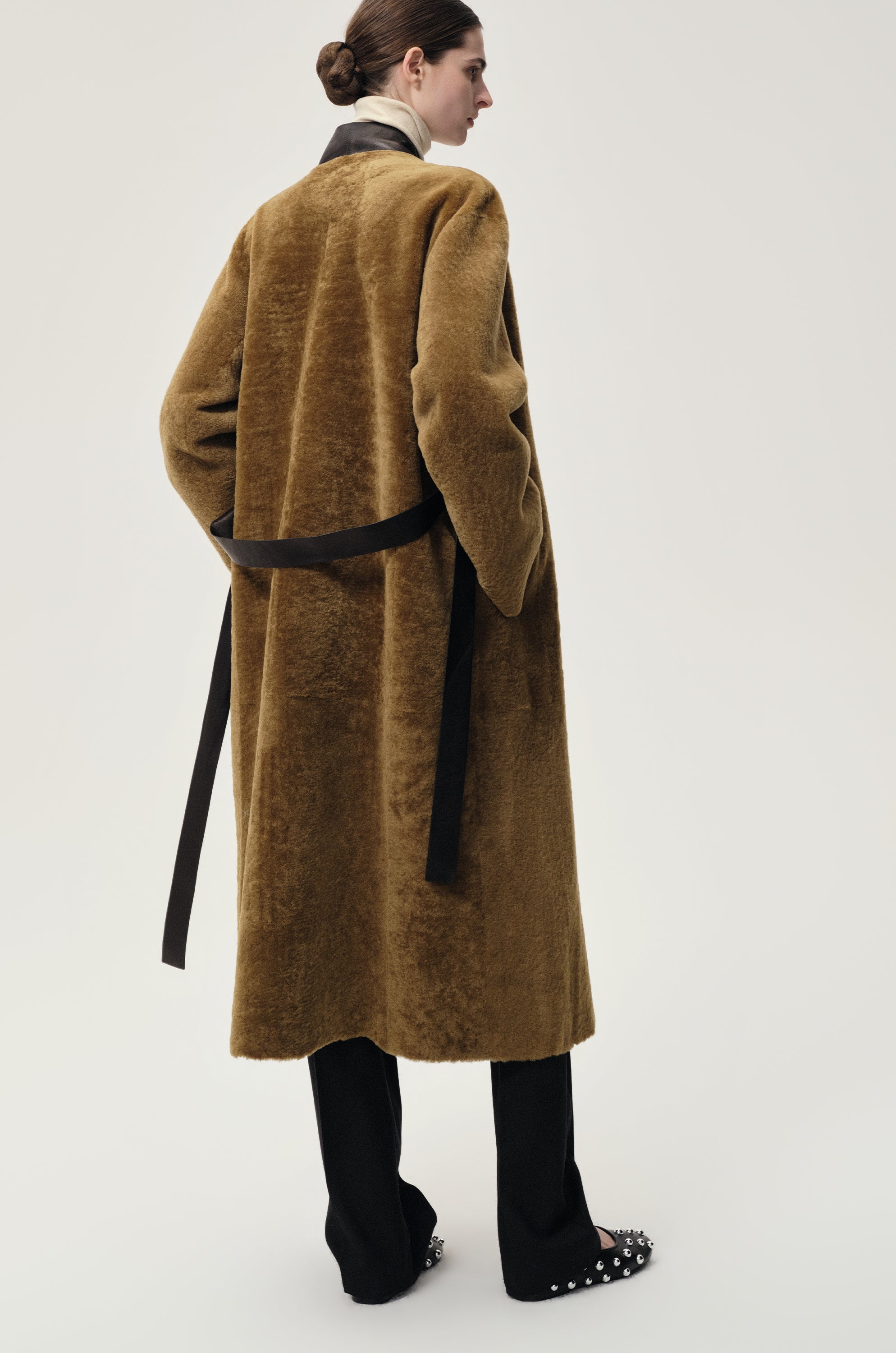 Cléo Shearing Robe Coat Tabacco/ Black