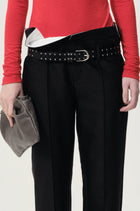 Cigarette Leg Trousers in Silk and Wool Black