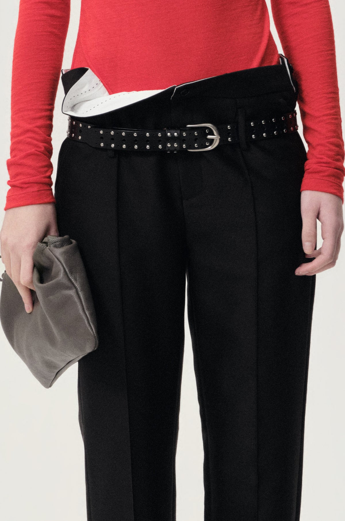 Cigarette Leg Trousers in Silk and Wool Black