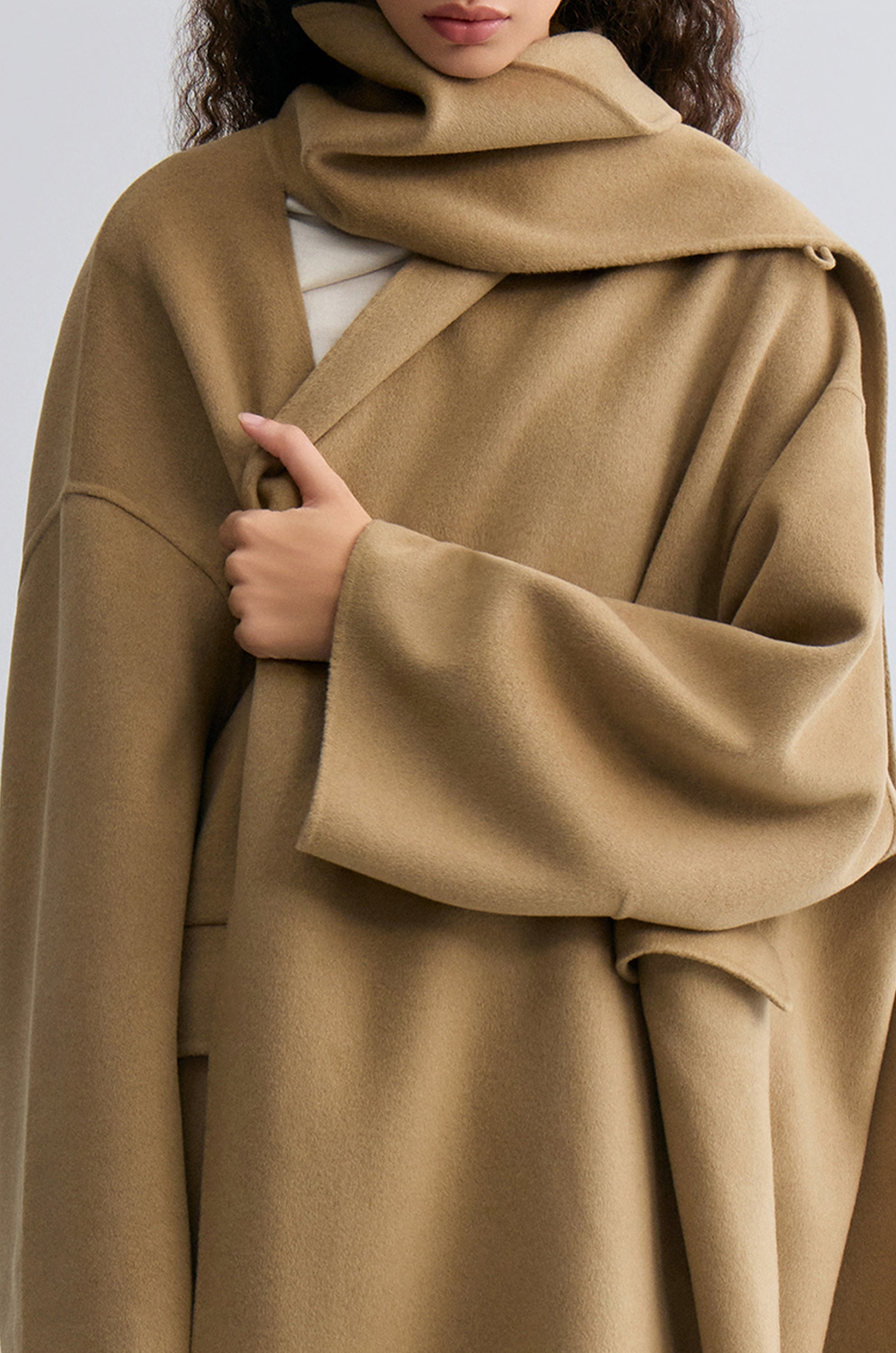 Oversized Double-faced Scarf Coat Hazel