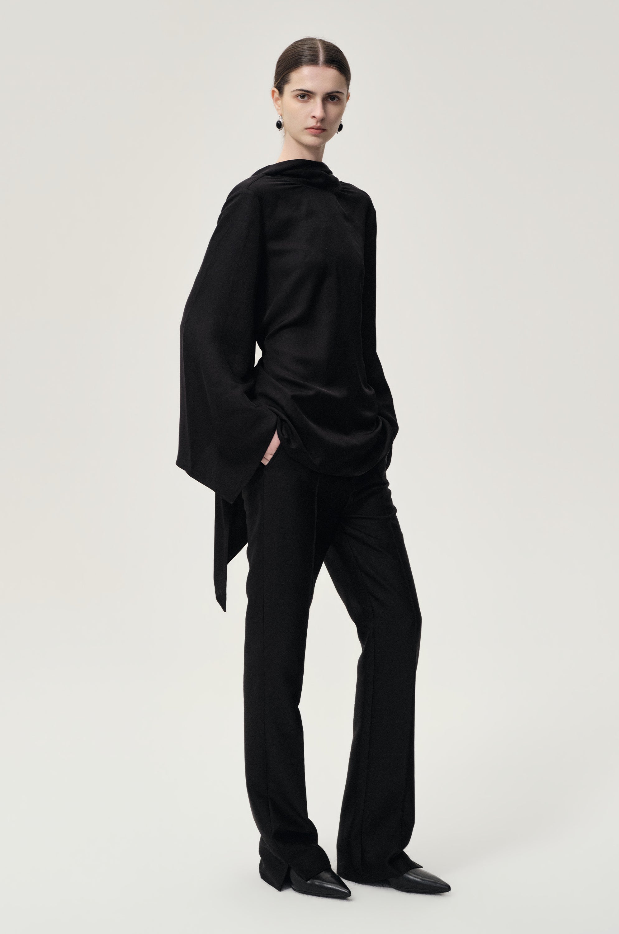 Reversible Scarf Blouse Black