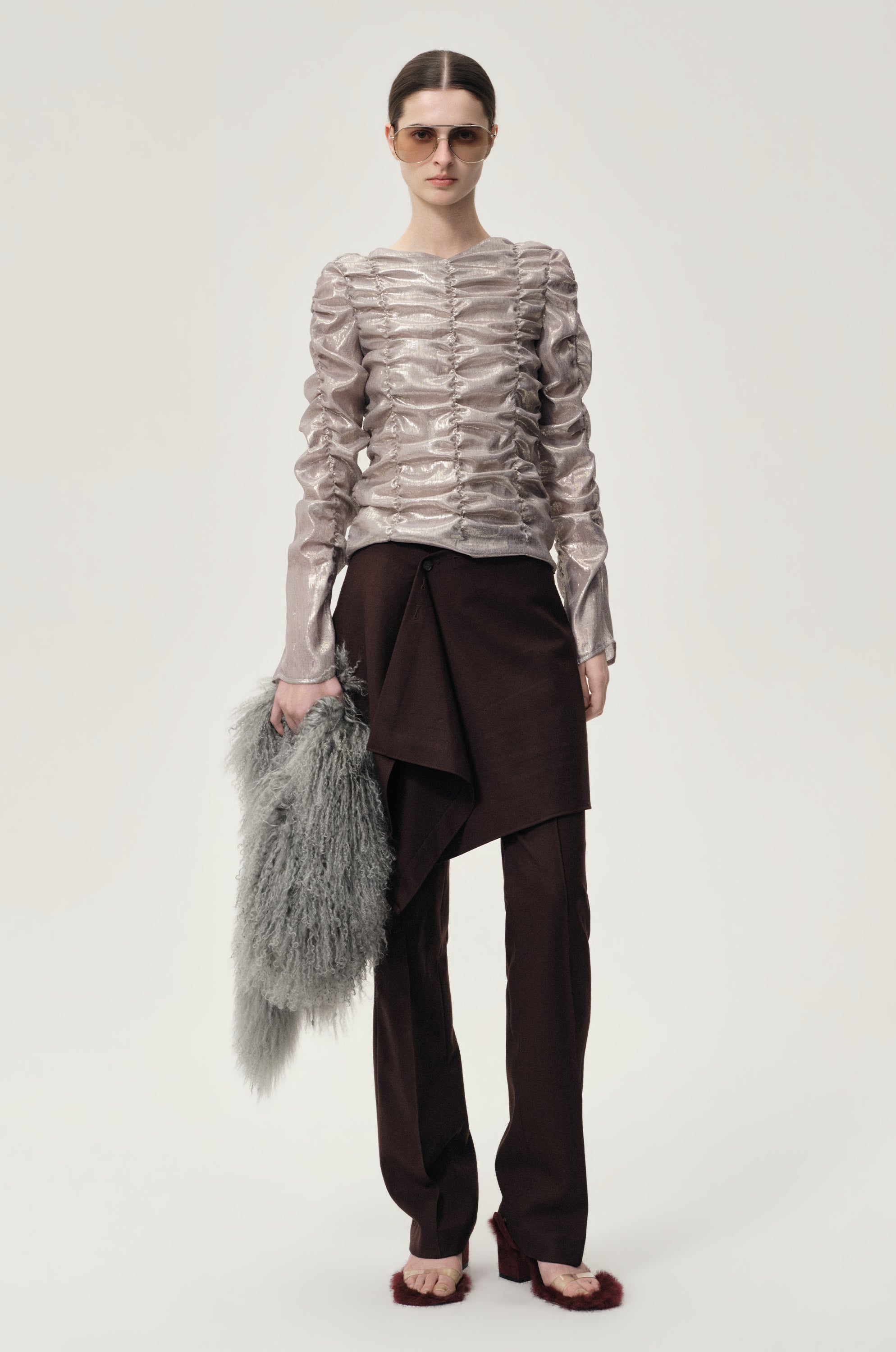 Layered Skirt Trousers Rum