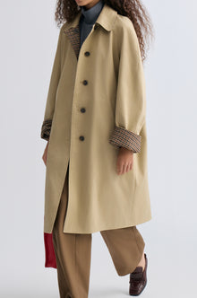 Reversible Twill and Check Trench Coat