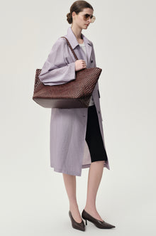 Soleil Woven Large Tote Brown