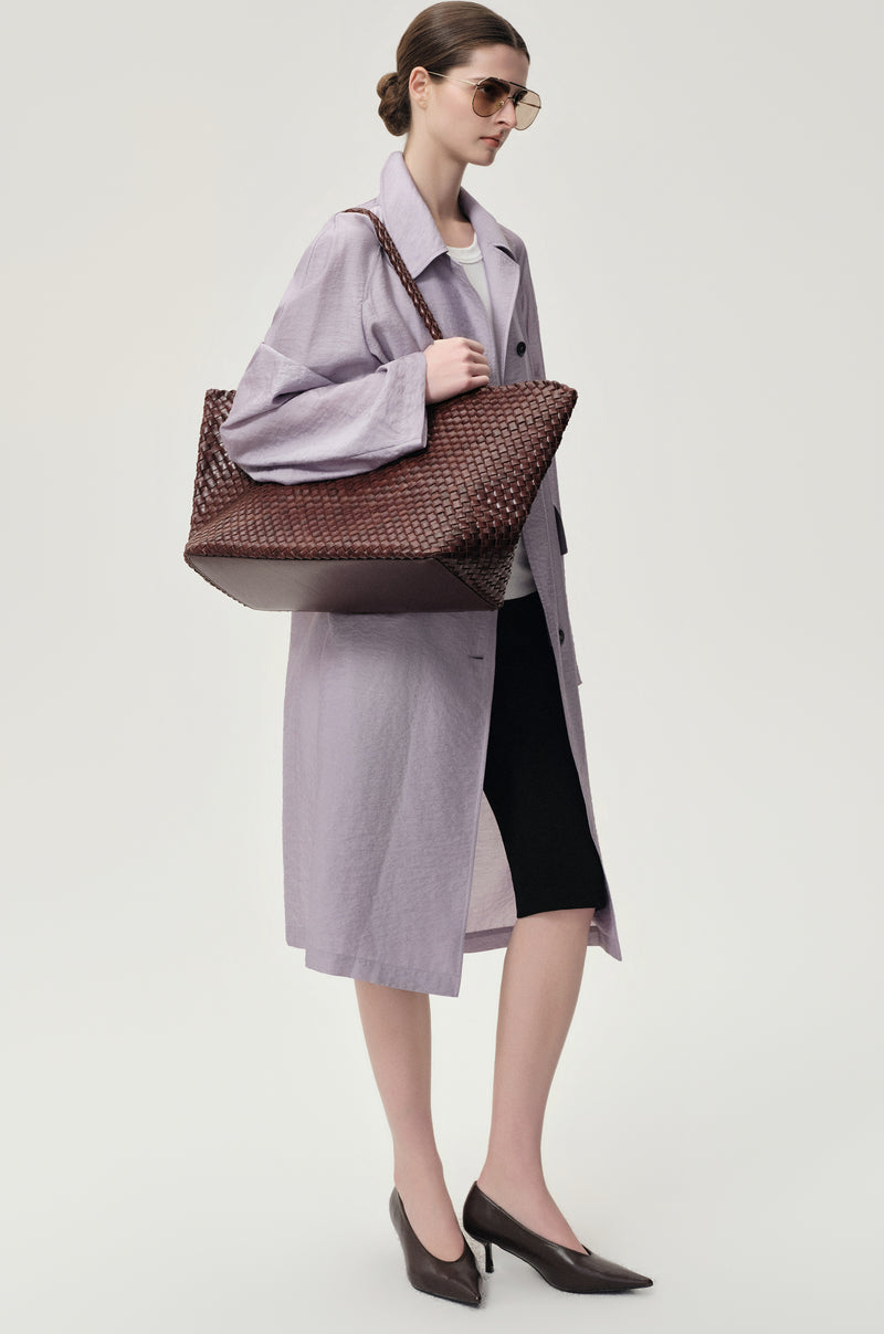 Soleil Woven Large Tote Brown