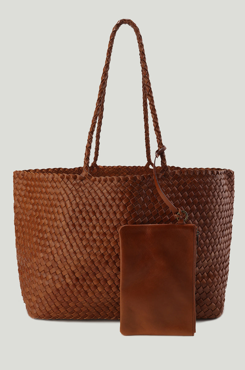 Soleil Woven Large Tote Camel