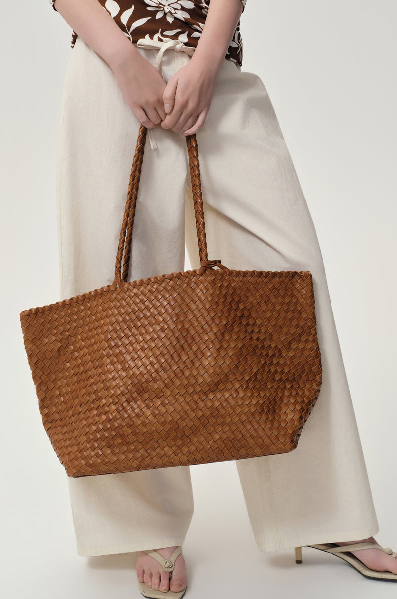 Soleil Woven Large Tote Camel