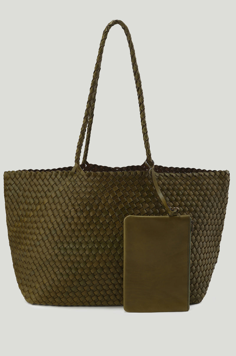 Soleil Woven Large Tote Olive