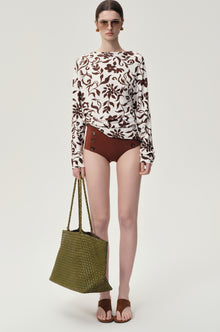 Soleil Woven Large Tote Olive