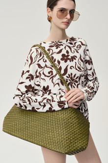 Soleil Woven Large Tote Olive