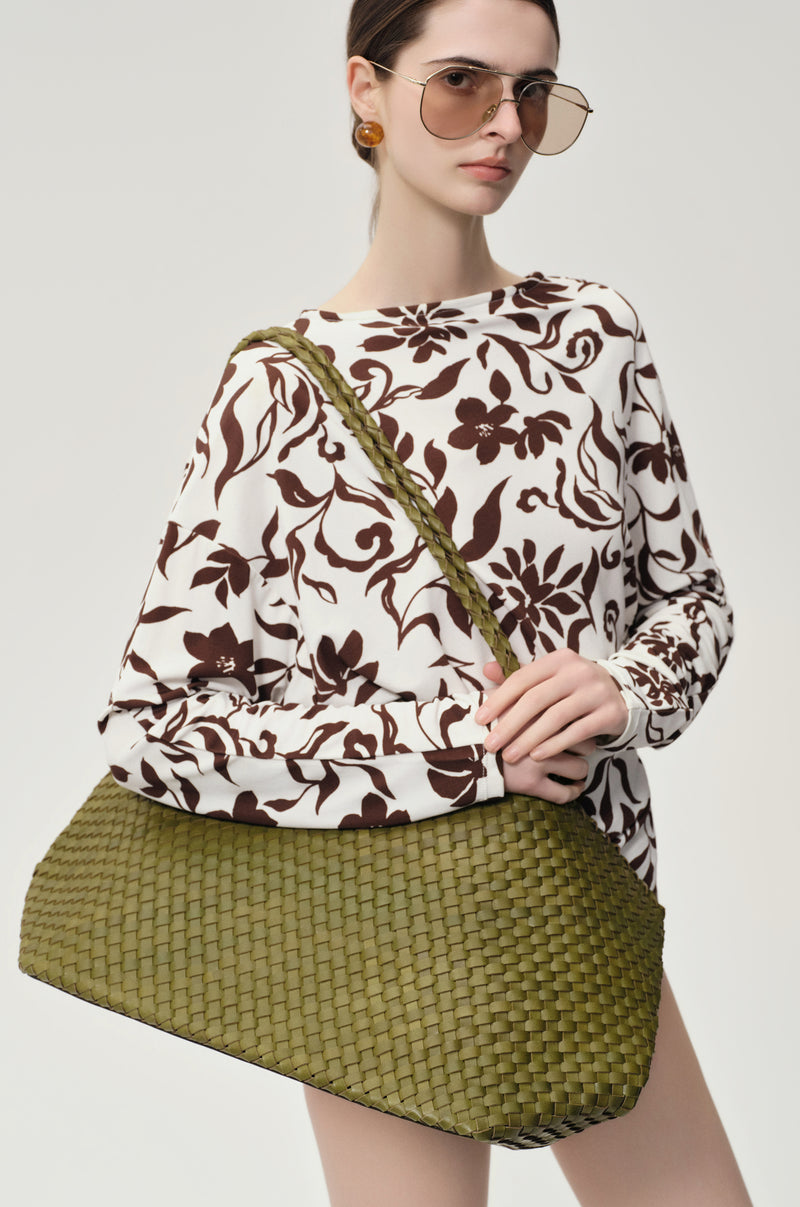 Soleil Woven Large Tote Olive