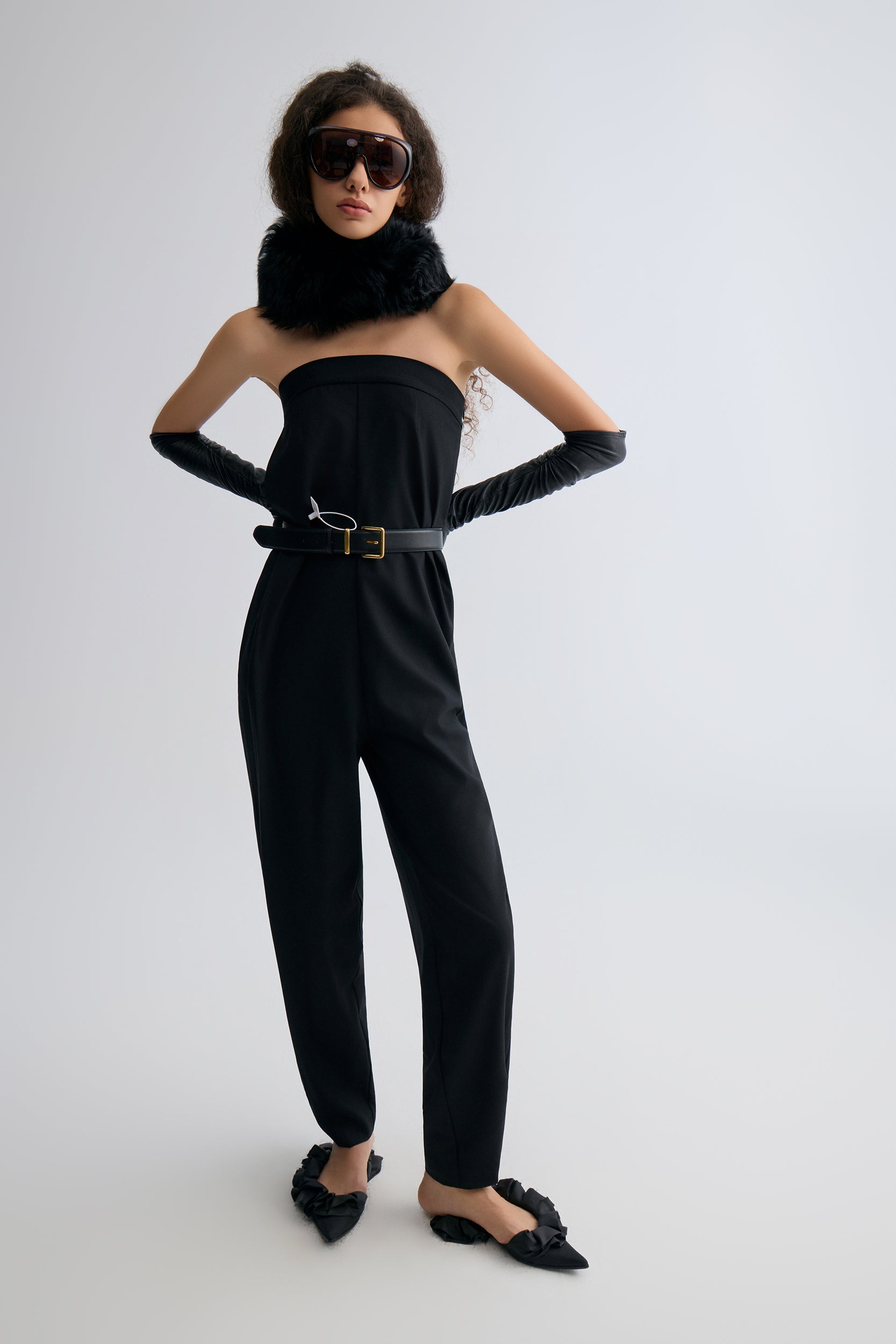 Verve Toscana Shearling Scarf Black