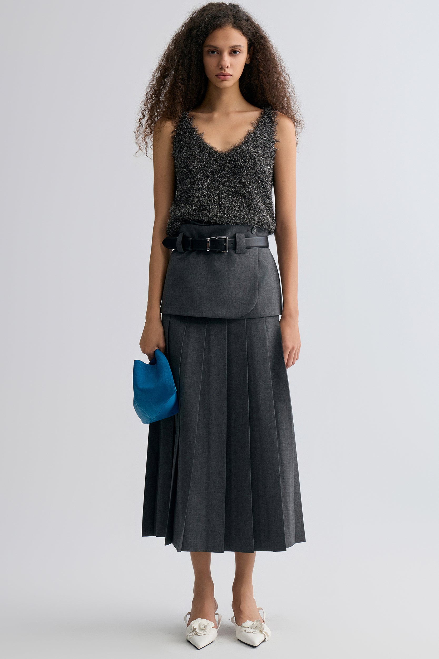 Fringe Metallic Tank Anthracite Grey