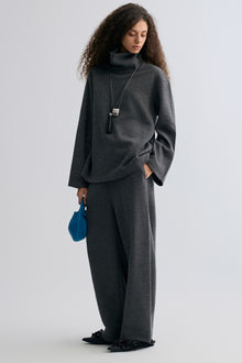 Wide-leg knitted Trousers Grey Melange